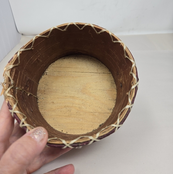 Handmade Birchbark Basket Primitive Look Stitched Laced Together Natural Nature - Picture 7 of 12